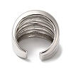 Rack Plating Brass Grooved Open Cuff Rings RJEW-S407-02P-3