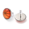 Sport Balls Glass & 304 Stainless Steel Stud Earrings for Women LS-EJEW-H005-01P-03-2