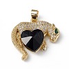 Real 18K Gold Plated Rack Plating Brass Micro Pave Clear Cubic Zirconia Pendants KK-C015-13G-04-1
