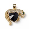 Real 18K Gold Plated Rack Plating Brass Micro Pave Clear Cubic Zirconia Pendants KK-C015-13G-04-1