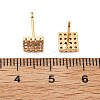 Square Brass Micro Pave Clear Cubic Zirconia Stud Earrings for Women EJEW-G428-12G-01-5