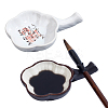 2Pcs 2 Colors Plum Blossom Shape Ceramic Ink Dish AJEW-PH0006-33-1