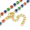 Brass Enamel Column Link Chain Necklaces NJEW-H039-16G-01-1