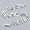 Brass Flat Oval Paperclip Chain Necklace Making MAK-S072-07A-S-2