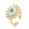 Cubic Zirconia Sun with Evil Eye Open Cuff Ring with Acrylic RJEW-B042-06G-03-1
