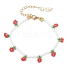 Floral Glass Seed Bead Charm Bracelets for Women BJEW-MZ00306-4