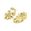 Brass Micro Pave Clear Cubic Zirconia Princess Connector Charms KK-K365-15A-G-2