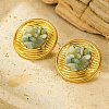 304 Stainless Steel Natural Green Aventurine Stud Earrings EJEW-R012-02G-04-1