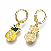 Brass Enamel Huggie Hoop Earrings EJEW-T014-24G-NF-2