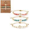 3Pcs Minimalist Adjustable Synthetic Turquoise & Watermelon Stone Glass & Natural Shell Beads Braided Bead Bracelets SR5600-5-6