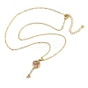 Brass Micro Pave Cubic Zirconia Heart Key Pendant Necklaces for Women NJEW-R027-03G-02-4