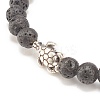 Natural Lava Rock Stretch Bracelet with Alloy Turtle Beaded BJEW-JB08309-02-4