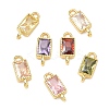Brass Pave Cubic Zirconia Rectangle Connector Charms KK-P348-10G-1
