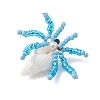 Faceted Round Natural Black Spinel & Natural Trumpet Shell & Glass Seed Beaded Crab Pendants PALLOY-MZ01177-03-4