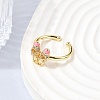 Brass Micro Pave Cubic Zirconia Cuff Open Rings for Women RJEW-B160-08G-01-3