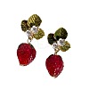 Alloy & Rhinestone & Enamel Leaf Stud Earrings WG2CE66-01-5