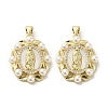 Brass Pave Shell Pendants KK-I708-16N-G-1