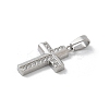 304 Stainless Steel Micro Pave Cubic Zirconia Pendants STAS-Z107-08P-06-2
