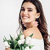 9 Pairs 9 Colors Acrylic Flower Dangle Earrings EJEW-AN0001-44-5