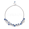 Round Glass Beaded Bib 304 Stainless Steel Rolo Chain Necklaces NJEW-JN05359-01-2