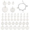 50Pcs 5 Styles 304 & 201 Stainless Steel Flat Round Tag Charms STAS-NB0001-93-1