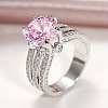 Brass Micro Pave Cubic Zirconia Finger Rings for Women FS-WGB56BB-07-1