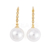 Rack Plating Brass Cubic Zirconia ABS Pearl Earring Hooks EJEW-S219-16G-04-1