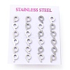 Tarnish Resistant 304 Stainless Steel Greek Alphabet Stud Earrings STAS-D007-07P-17-3