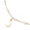 Round ABS Imitation Pearl Beads & 304 Stainless Steel Link Chain Tassel Anklets for Women AJEW-AN00738-01-4