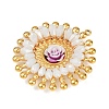 304 Stainless Steel and Resin Flower Pendants STAS-R170-03G-03-2