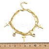 Brass Micro Pave Clear Cubic Zirconia Multi-strand Charm Bracelets BJEW-U020-16G-5