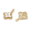 Brass & Shell & Clear Cubic Zirconia Pendants KK-G497-12G-2