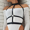 PU Leather & Alloy Harness Chest Waist Chain for Women WGB91D6-04-4