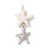 7Pcs 7 Styles Natural Howlite Starfish & Alloy Sea Animals Pendants PALLOY-JF03752-02-3