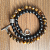 6mm Natural Obsidian & Tiger Eye Round Beaded OT Necklaces for Men Women LS-DT8400-1-1
