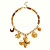 316L Surgical Stainless Steel & Resin Flower Moon Sun Pendant Bib Necklaces for Women WG4E0E9-01-1