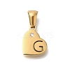 304 Stainless Steel Heart Pendants with Rhinestone STAS-Z103-01G-07-1