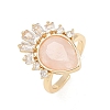Brass with Natural Rose Quartz Finger Rings GG-CBACC2B-07G-08-4