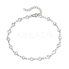 304 Stainless Steel Hollow Heart Link Chain Anklets for Women AJEW-AN00684-2