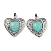 Synthetic Turquoise Peach Love Heart Pendants G-G158-01U-1