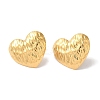 Textured Heart Ion Plating(IP) 304 Stainless Steel Stud Earrings for Women EJEW-L287-032G-1