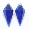 Watermelon Stone Glass Pointed Pendants KK-E757-F-09P-1