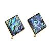 304 Stainless Steel Pave Natural Paua Shell Stud Earring Findings STAS-Z125-05G-2