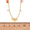 304 Stainless Steel Ball Chain Colorful Cubic Zirconia Flat Round Tassel Necklaces for Women LS-NJEW-A051-03G-01-5