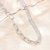 304 Stainless Steel Pave Clear Cubic Zirconia Tennis Chain Paperclip Chain Necklaces with OT Clasps NJEW-D326-02P-2