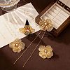 Flower Alloy Plastic Pearl Stud Earrings & Pendant Lariat Necklaces & Rings Sets for Women WG42618-01-1