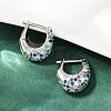Oval Brass Micro Pave Colorful Cubic Zirconia Hoop Earrings EJEW-S277-10P-B-3