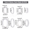 DICOSMETIC 120Pcs 4 Style 304 Stainless Steel Linking Rings STAS-DC0004-29-4