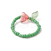 Glass Beads with Acrylic Charms Finger Rings RJEW-TA00205-5