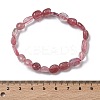 Natural Strawberry Quartz Beads Stretch Bracelets for Women BJEW-Z158-02D-01-5